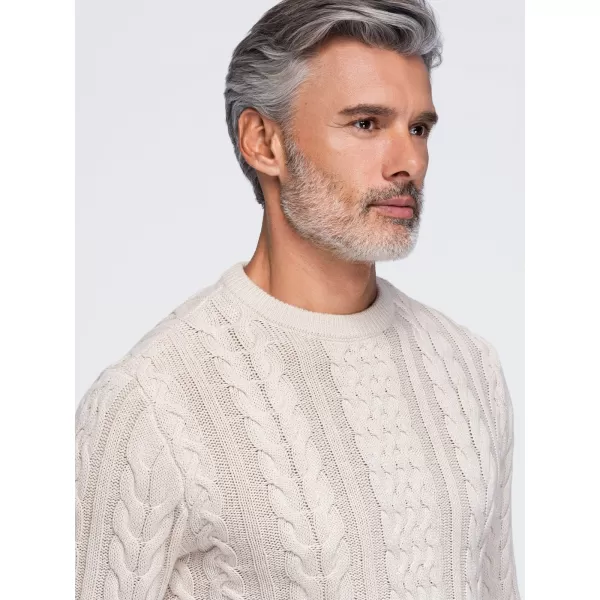 Férfi pulóver OMBRE OM-SWSW-0191 EKRÜ 