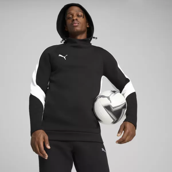  Férfi pulóver PUMA TEAMEVOSTRIPE HOODY 659954-03 PUMA FEKETE/PUMA EZÜST 