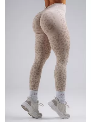 Kompressziós push-up leggings leopárdmintával NEBBIA PRIMAL 849 KRÉMLEOPÁRD