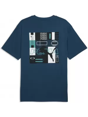 Férfi póló PUMA GRAPHICS RELAXED STACKED TEE 69436836 ÉJFÉLI BENZIN