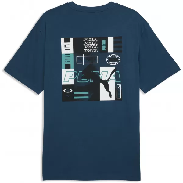  Férfi póló PUMA GRAPHICS RELAXED STACKED TEE 69436836 ÉJFÉLI BENZIN 