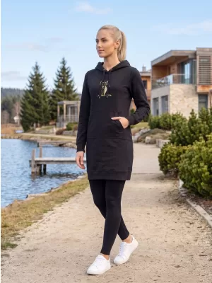 Hosszabbított női pulóver ALTISPORT ALW091419 FEKETE ÉS ARANY