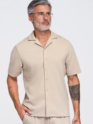 Férfi ing OMBRE OM-SHCS-0220 BÉZS