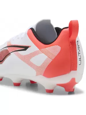 Gyerek focicipő PUMA ULTRA 5 PLAY FG/AG JR 108170-01 FEHÉR/FEKETE/VILÁGÍTÓ VÖRÖS