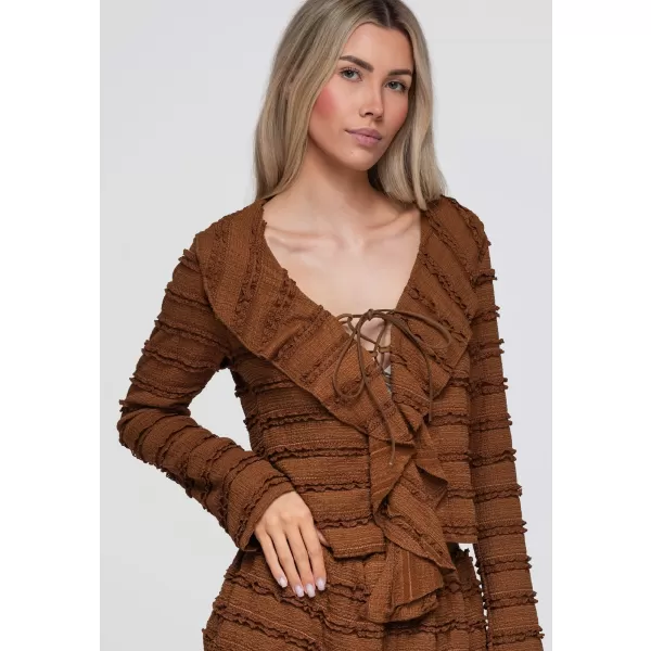  Női blúz OMBRE OW-TS-E0067 VILÁGOSBARNA 