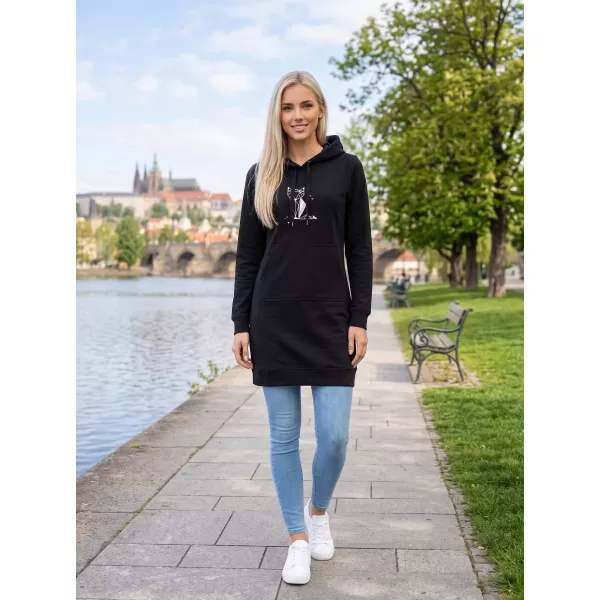  Hosszabbított női pulóver ALTISPORT ALW091419 FEKETE RÓZSASZÍN 