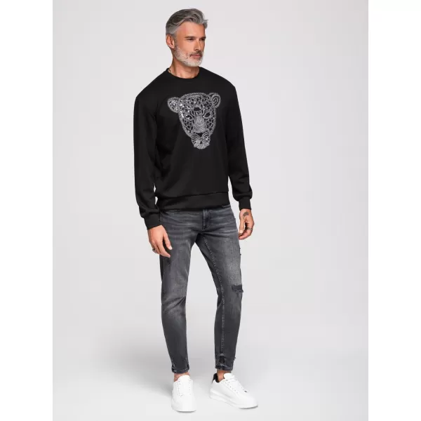  Férfi pulóver OMBRE OM-SSNZ-0273 FEKETE 