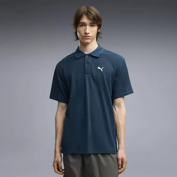  Férfi póló gallérral PUMA WARDROBE ESS PIQUE RELAXED POLO 62965736 ÉJFÉLI BENZIN 