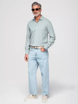Férfi ing OMBRE OM-SHCS-0190 PASZTELL ZÖLD