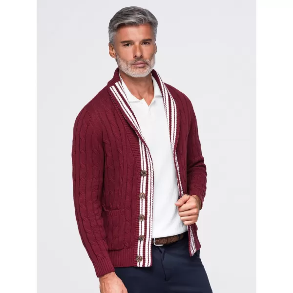  Férfi kardigán OMBRE OM-SWCD-0196 BURGUNDIA 