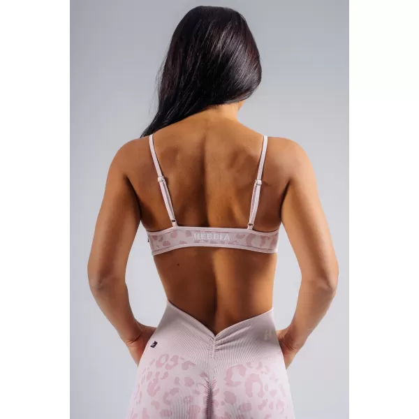  Közepes tartású leopárdmintás sportmelltartó NEBBIA PRIMAL 854 RÓZSASZÍN LEOPÁRD 