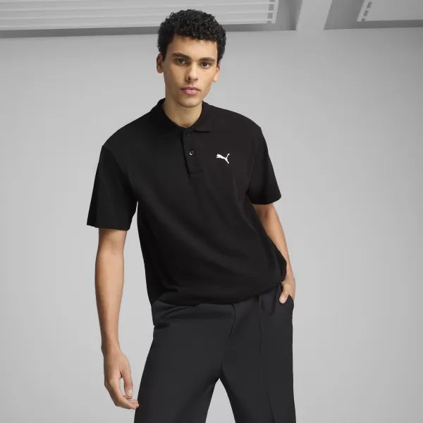  Férfi póló gallérral PUMA WARDROBE ESS PIQUE RELAXED POLO 62965701 PUMA FEKETE 