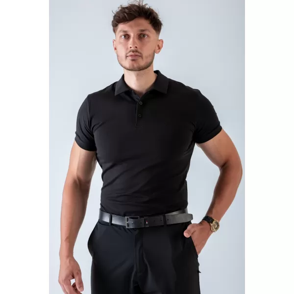  Férfi pólók NEBBIA MIKE MUSCLE FIT POLO 157 FEKETE 