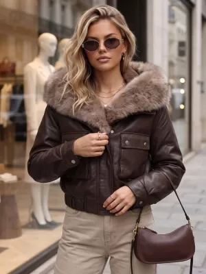 Női kabát DSTREET TY5976 BARNA