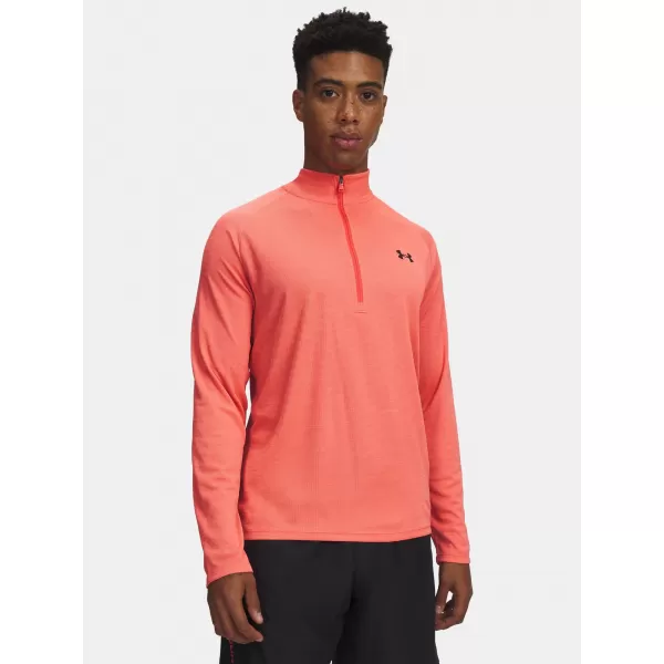  Férfi póló UNDER ARMOUR TECH TEXTURED 1/2 ZIP 1382797-690 PIROS 