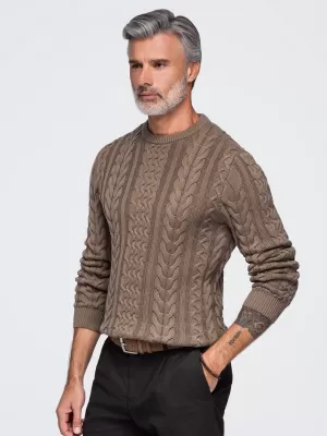 Férfi pulóver OMBRE OM-SWSW-0191 BARNA