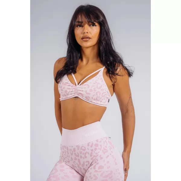  Közepes tartású leopárdmintás sportmelltartó NEBBIA PRIMAL 854 RÓZSASZÍN LEOPÁRD 