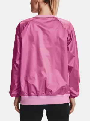 Női pulóver UNDER ARMOUR RECOVER STORM WOVEN SHINE CREW 1364012-680 RÓZSASZÍN