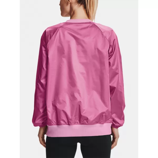  Női pulóver UNDER ARMOUR RECOVER STORM WOVEN SHINE CREW 1364012-680 RÓZSASZÍN 