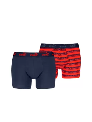 Férfi boxerek PUMA ELEMENTS MEN STRIPED BOXERS 2P 93884205 VÖRÖS / SÖTÉTKÉK