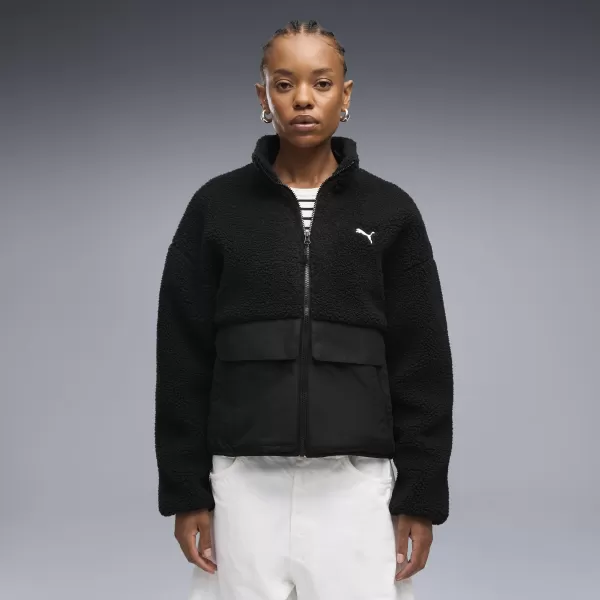  Női kabát PUMA RE:FIBRE SHERPA JACKET W 69456701 PUMA FEKETE 