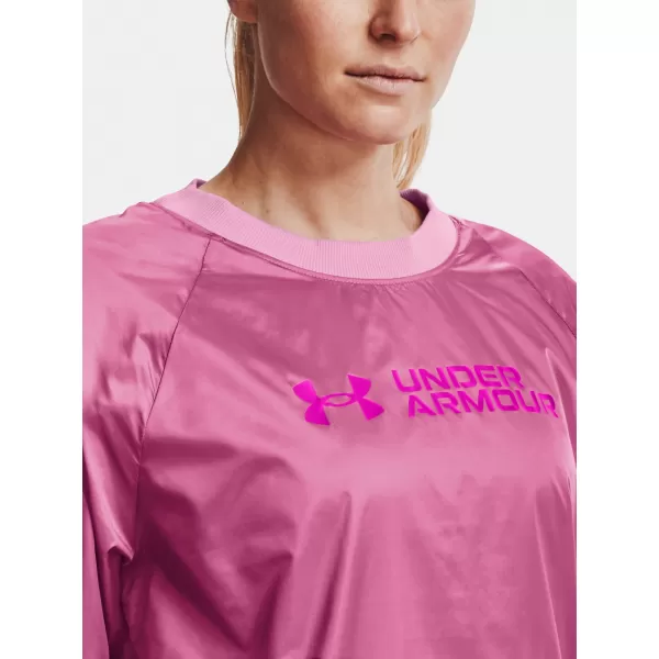  Női pulóver UNDER ARMOUR RECOVER STORM WOVEN SHINE CREW 1364012-680 RÓZSASZÍN 