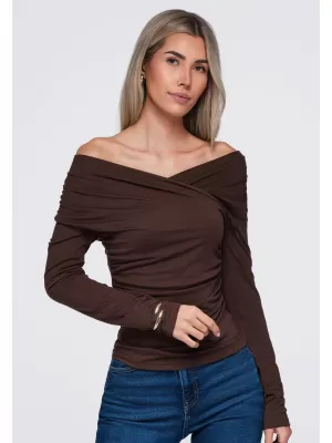 Női blúz OMBRE OW-TS-E0088 BARNA