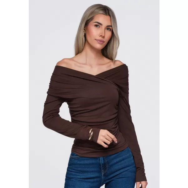  Női blúz OMBRE OW-TS-E0088 BARNA 