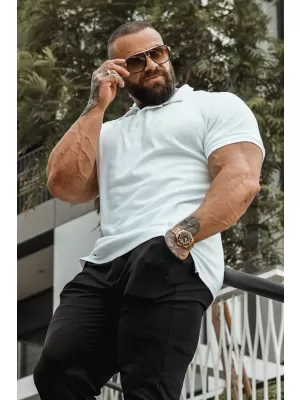 Férfi pólók NEBBIA MIKE MUSCLE FIT POLO 157 FEHÉR
