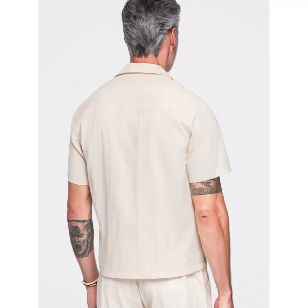  Férfi ing OMBRE OM-SHSS-0221 KRÉM 