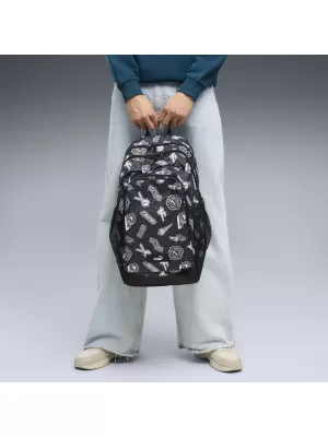 Hátizsák PUMA ACADEMY AOP BACKPACK 09115025 PUMA FEKETE/FUTÓ IKONOK AOP