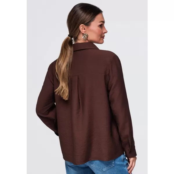  Női ing OMBRE OW-SH-E0073 BARNA 