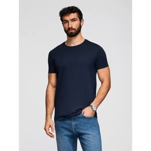  Férfi póló OMBRE OM-TSBS-0268 FEKETE/FEHÉR/KÉK 