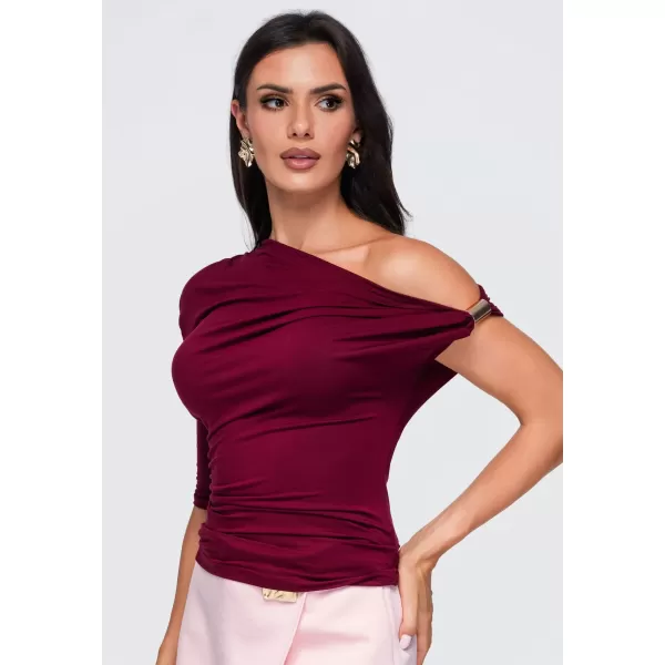  Női póló OMBRE OW-TS-E0075 BURGUNDIA 