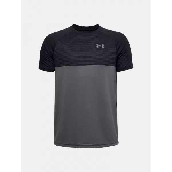  Fiú póló UNDER ARMOUR TECH COLORBLOCK SS 1357548-001 FEKETE 