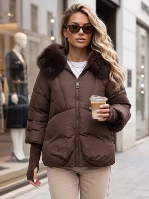 Női kabát DSTREET TY5991 BARNA