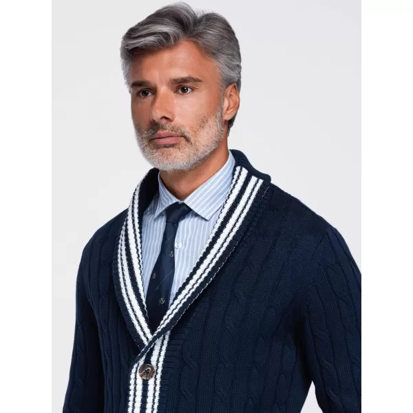  Férfi kardigán OMBRE OM-SWCD-0196 SÖTÉTKÉK 