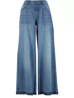 Női nadrág URBAN CLASSICS TB7712 KÖZÉP MÉLYKÉK MOSOTT