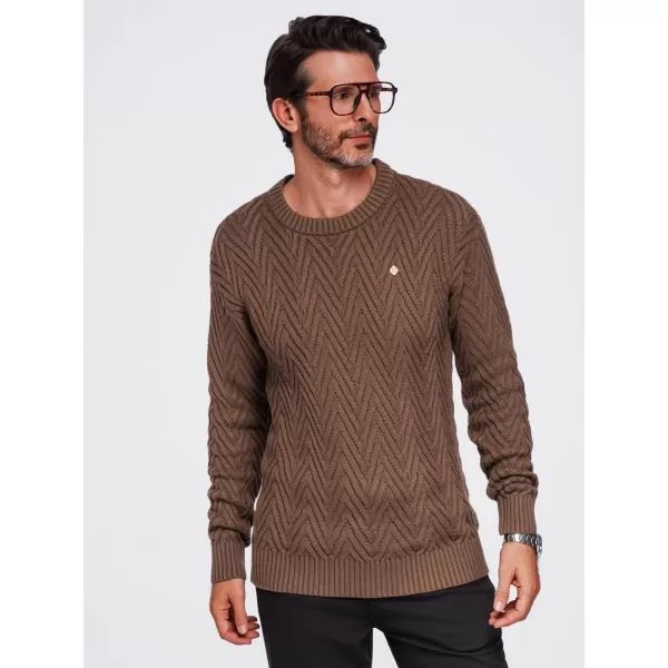  Férfi pulóver OMBRE OM-SWSW-0190 BARNA 