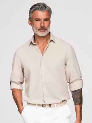 Férfi ing OMBRE OM-SHCS-0190 BÉZS