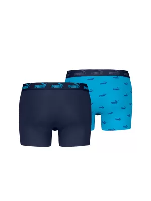 Férfi boxerek PUMA ELEMENTS MEN LOGO PRINT BOXERS 2P 93875401 KÉK KOMBÓ
