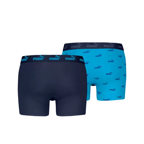  Férfi boxerek PUMA ELEMENTS MEN LOGO PRINT BOXERS 2P 93875401 KÉK KOMBÓ 