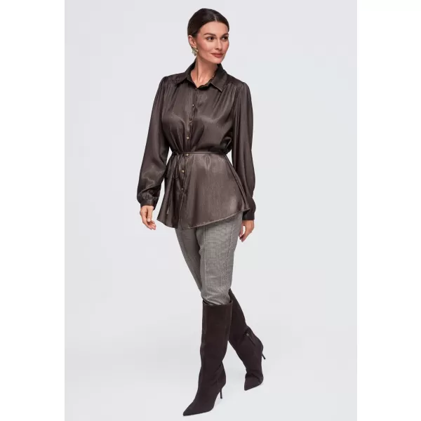  Női ing OMBRE OW-SH-E0071 BARNA 