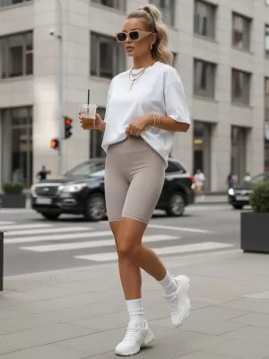 Női rövidnadrág DSTREET SY0569 VILÁGOSSZÜRKE