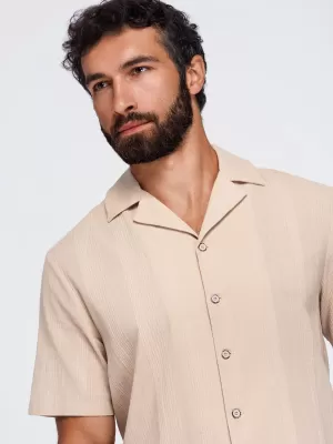 Férfi ing OMBRE OM-SHSS-0221 VILÁGOSBARNA