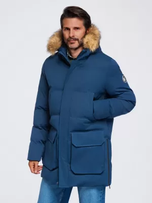Férfi parka OMBRE OM-JALJ-0310 SÖTÉTKÉK