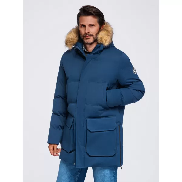 Férfi parka OMBRE OM-JALJ-0310 SÖTÉTKÉK 