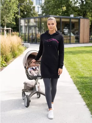 Hosszabbított női pulóver ALTISPORT ALW001419 FEKETE RÓZSASZÍN
