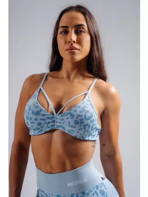 Közepes tartású leopárdmintás sportmelltartó NEBBIA PRIMAL 854 KÉK LEOPÁRD