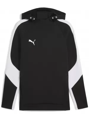 Férfi pulóver PUMA TEAMEVOSTRIPE HOODY 659954-03 PUMA FEKETE/PUMA EZÜST
